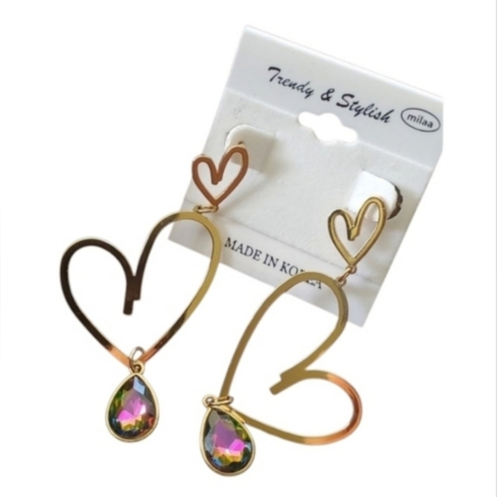 Double Heart Dangle Earrings
